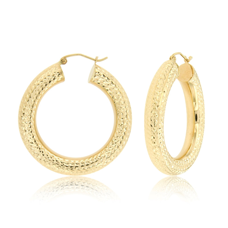 Yellow Gold Full D/C Tube Hoop Earring