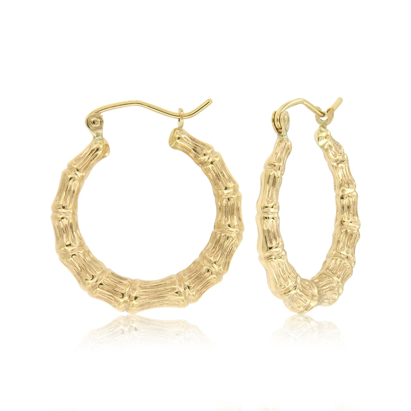 Yellow Gold Hollow Bamboo Hoop Earring