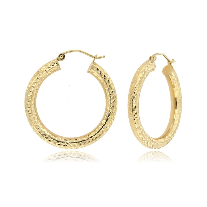 Yellow Gold Full D/C Tube Hoop Earring