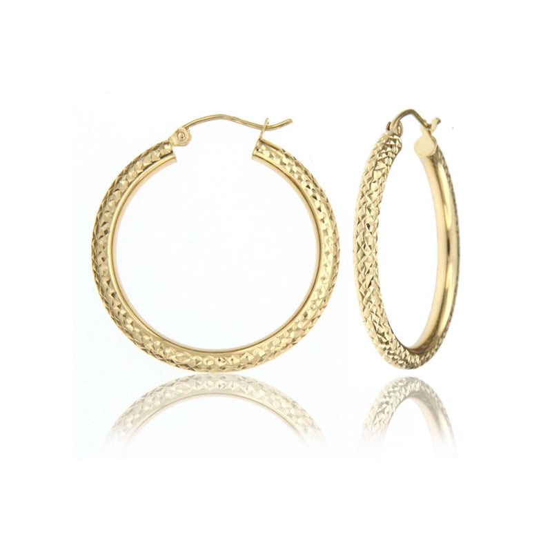 Yellow Gold Full D/C Tube Hoop Earring